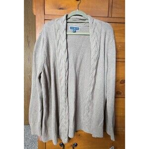 NWT Karen Scott Cardigan Size XL Tan Cotton Open Front Classic Layer